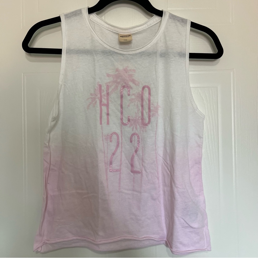 Hollister White and Pink Muscle Tee